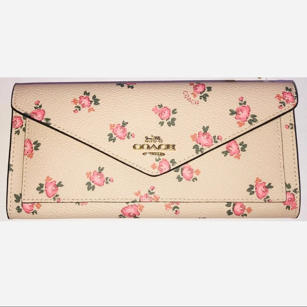 Coach Tossed Peonies Wallet In Blush Pink - Picture 6 of 7